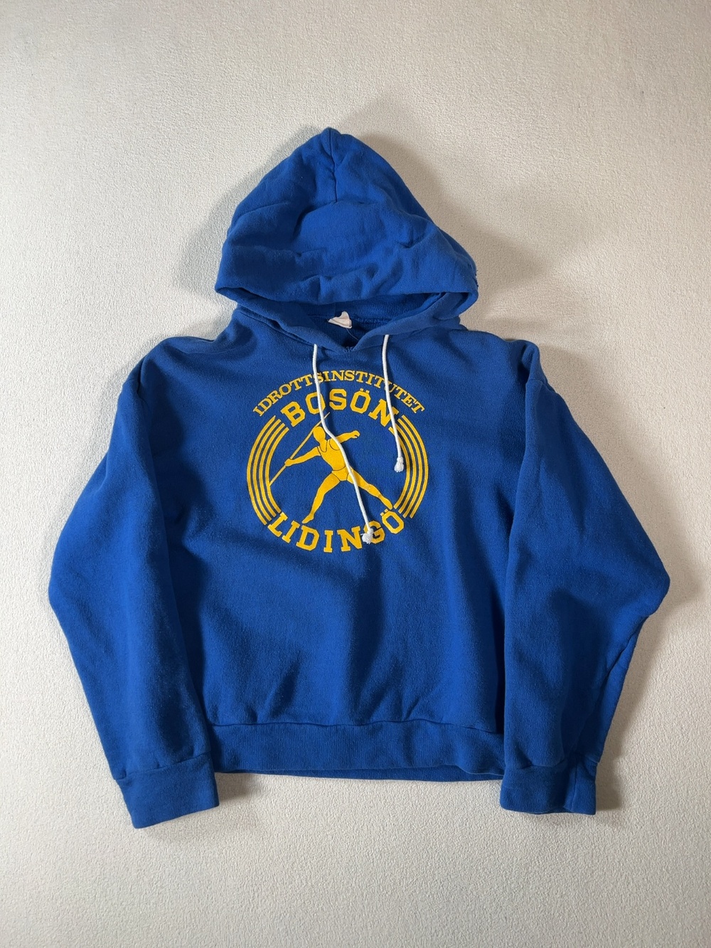 Vintage 70s Sportjohan Boson Lidingo Sweden Hoodie Blue Size M